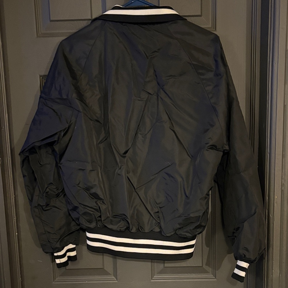Vintage Dunbrooke Black Varsity Jacket with White Stripes - Picture 3 of 3